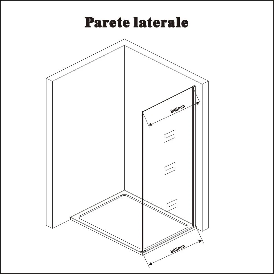 Aica 195 cm Box Doccia Angolare Porta Battente più Parete Fissa Vetro 6 mm Temperato Anticalcare Trasparente Telaio Cromo Lucido varie dimensioni