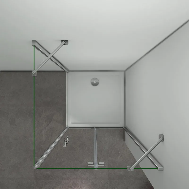 Aica 195 cm Box Doccia Angolare Porta Battente più Parete Fissa Vetro 6 mm Temperato Anticalcare Trasparente Telaio Cromo Lucido varie dimensioni