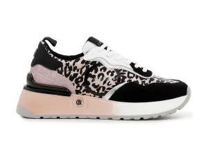 CafèNoir sneakers in tessuto animalier e camoscio