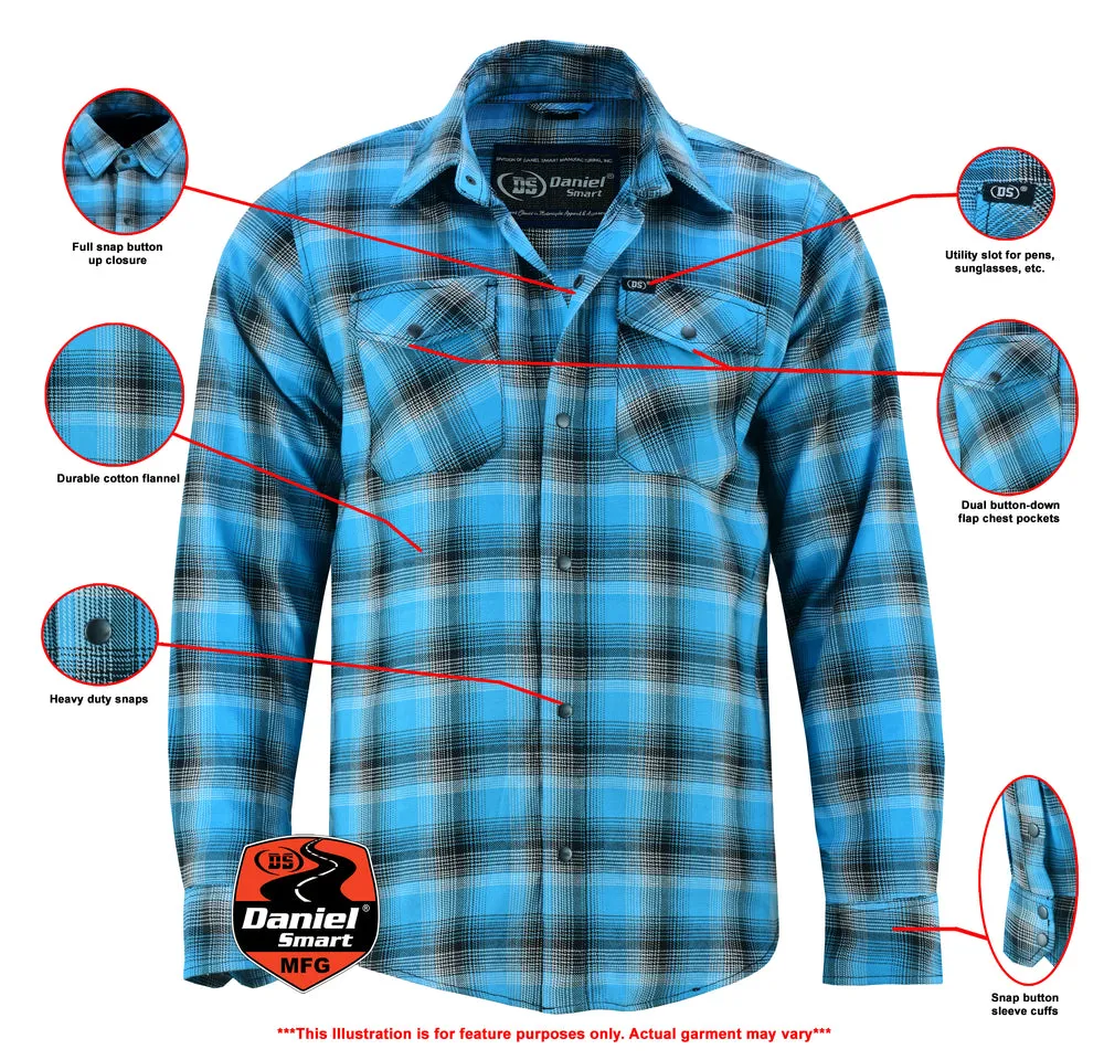 Daniel Smart Flannel Shirt - Blue and Black Shaded