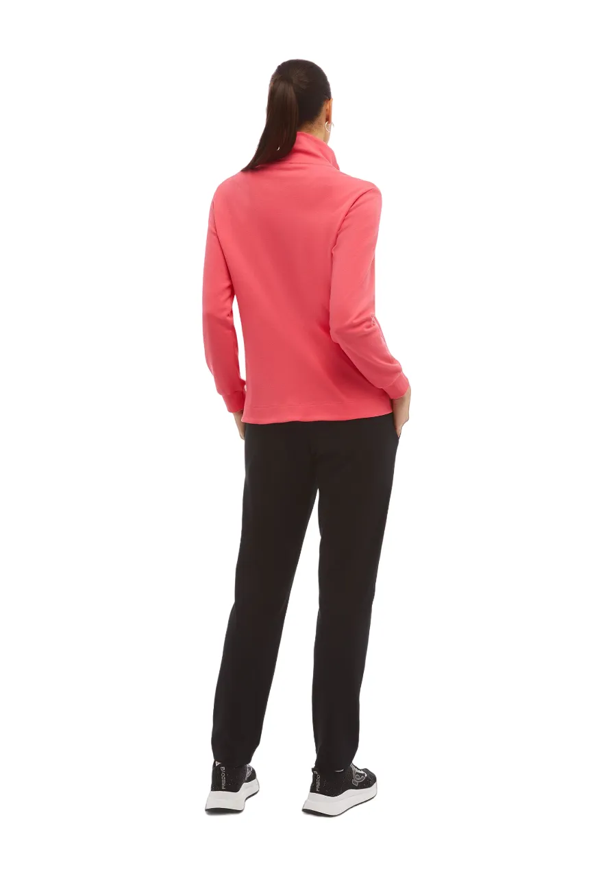 Freddy women's tracksuit with full zip and high neck S4WTRK10 R24N cyclamen red black