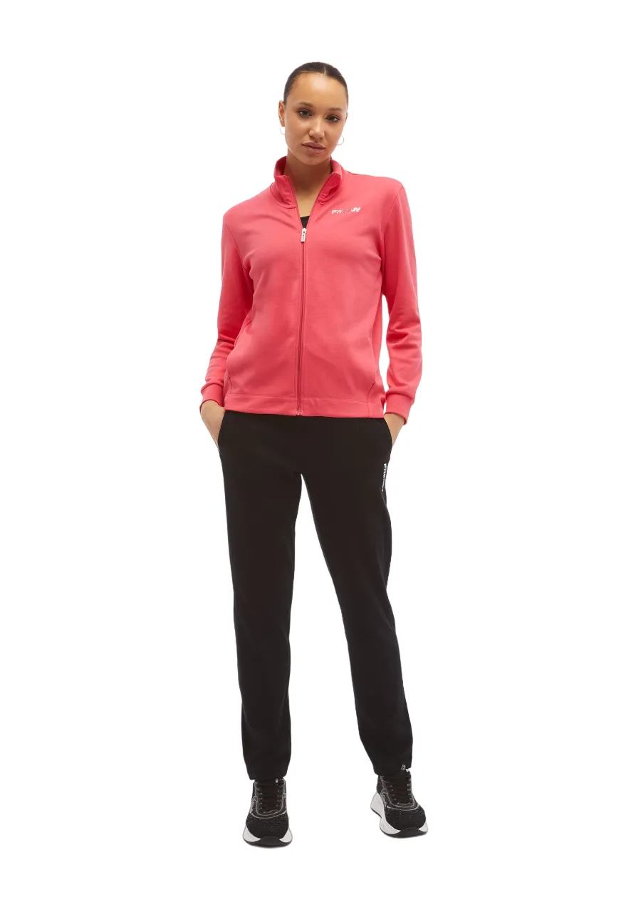 Freddy women's tracksuit with full zip and high neck S4WTRK10 R24N cyclamen red black