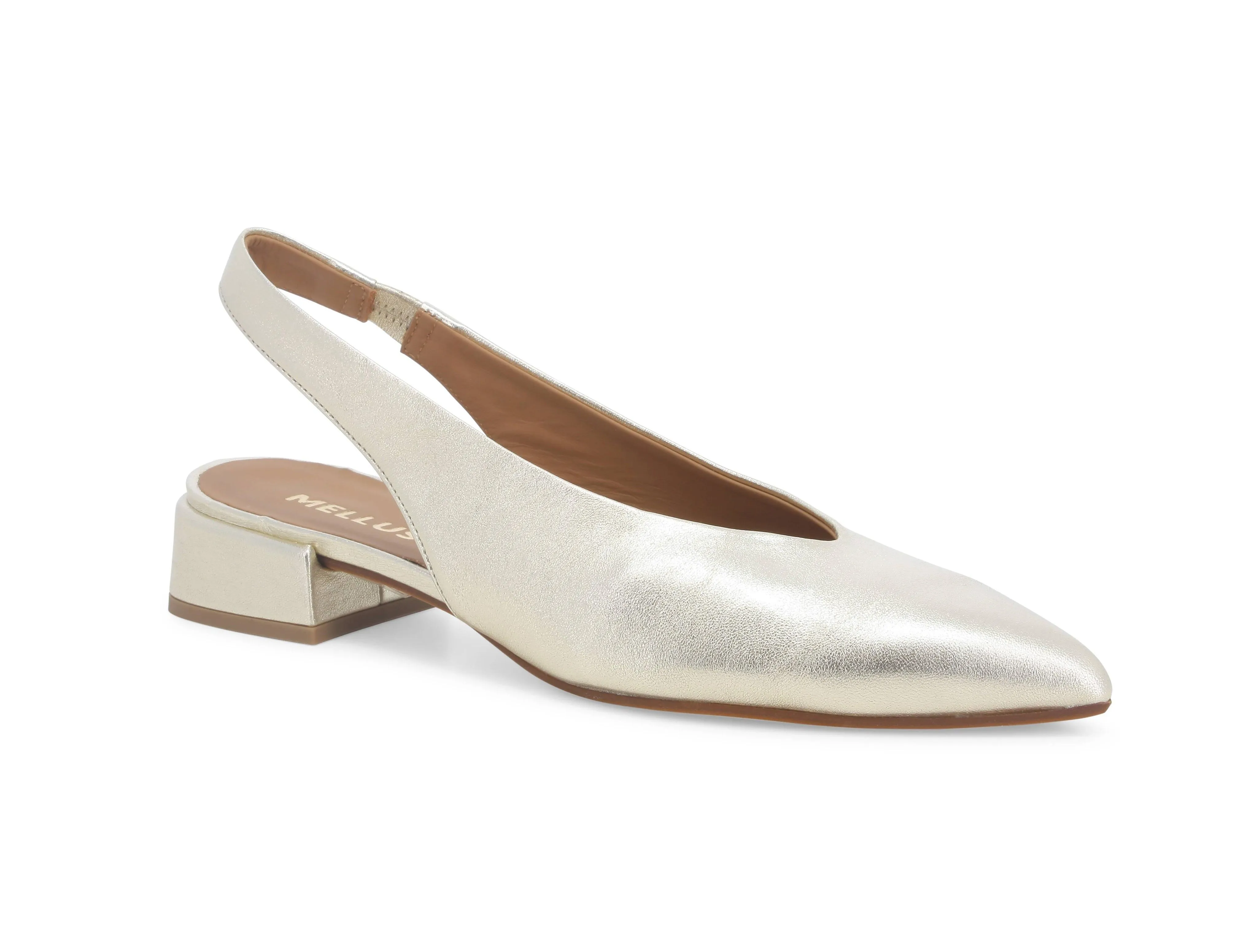 Melluso Décolleté Slingback Tacco Basso tomaia Pelle Laminata