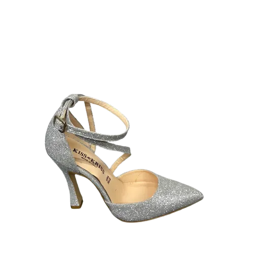 Scarpe da donna KISS KRISS art. 5117 GLITTER ARGENTO decolletè con cinturino elegante Glamour